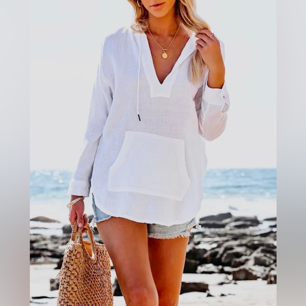 Beach Bum Cotton Pocketed Hooded Top